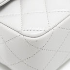 CHANEL TOP HANDLE MINI RECTANGULAR FLAP BAG LAMBSKIN LIGHT GREY LGHW (MICROCHIP)