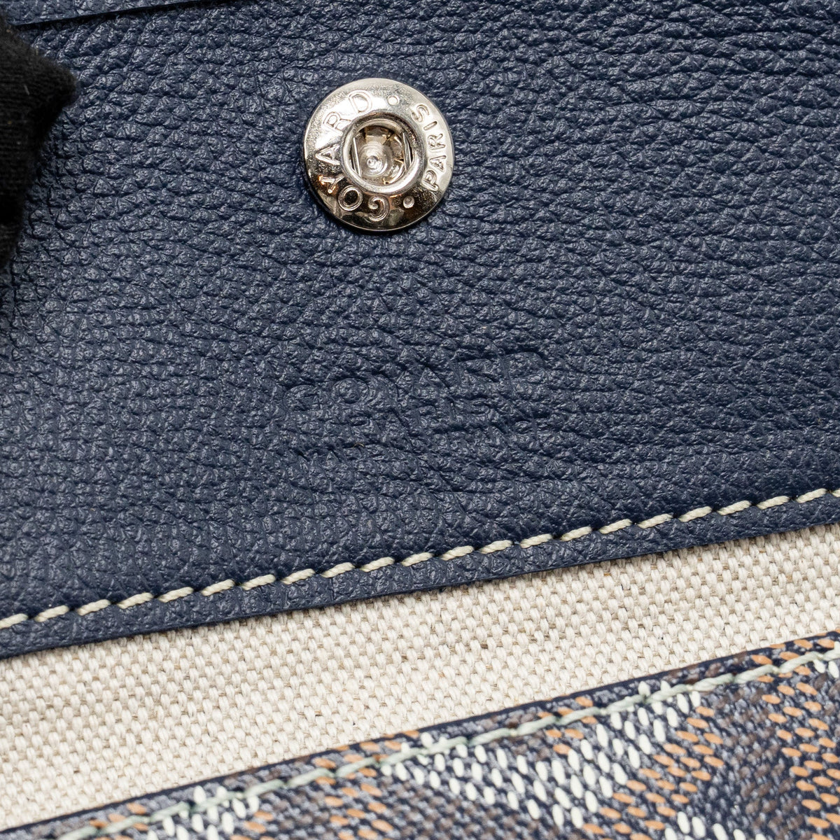 GOYARD SAINT LOUIS PM TOTE GOYARDINE CANVAS/CALFSKIN NAVY BLUE SHW