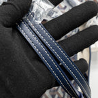 GOYARD SAINT LOUIS PM TOTE GOYARDINE CANVAS/CALFSKIN NAVY BLUE SHW