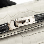 Hermes Mini Kelly II Alligator Mississippiensis Matt Gris Perle / black SHW