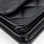 CHANEL TOP HANDLE MINI WALLET ON CHAIN FLAP BAG LAMBSKIN BLACK SHW (MICROCHIP)