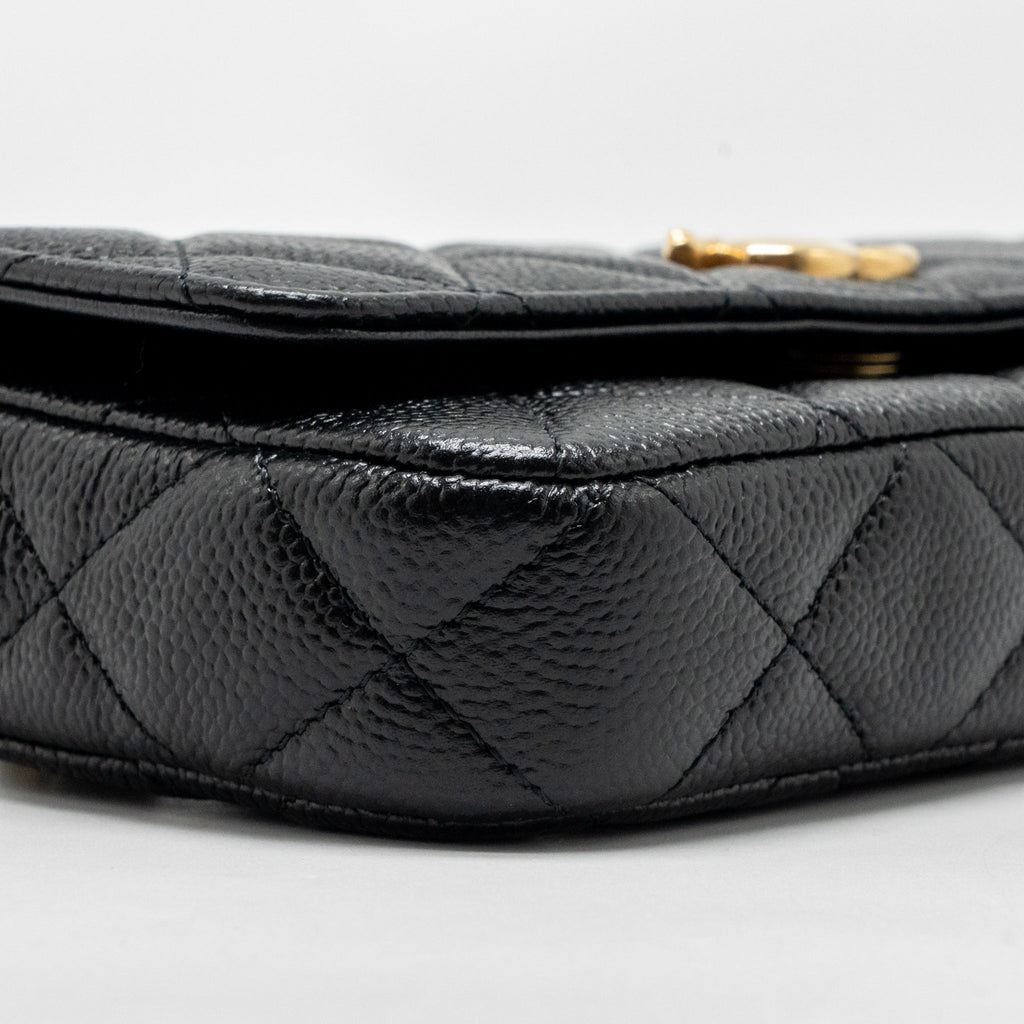 Chanel Coco Love Mini Flap Wallet on Chain Caviar Black GHW (Microchip)