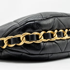 CHANEL 23K HOBO BAG WITH ADJUSTABLE CHAIN LAMBKIN BLACK GHW (MICROCHIP)