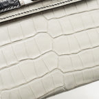 Hermes Mini Kelly II Alligator Mississippiensis Matt Gris Perle / black SHW