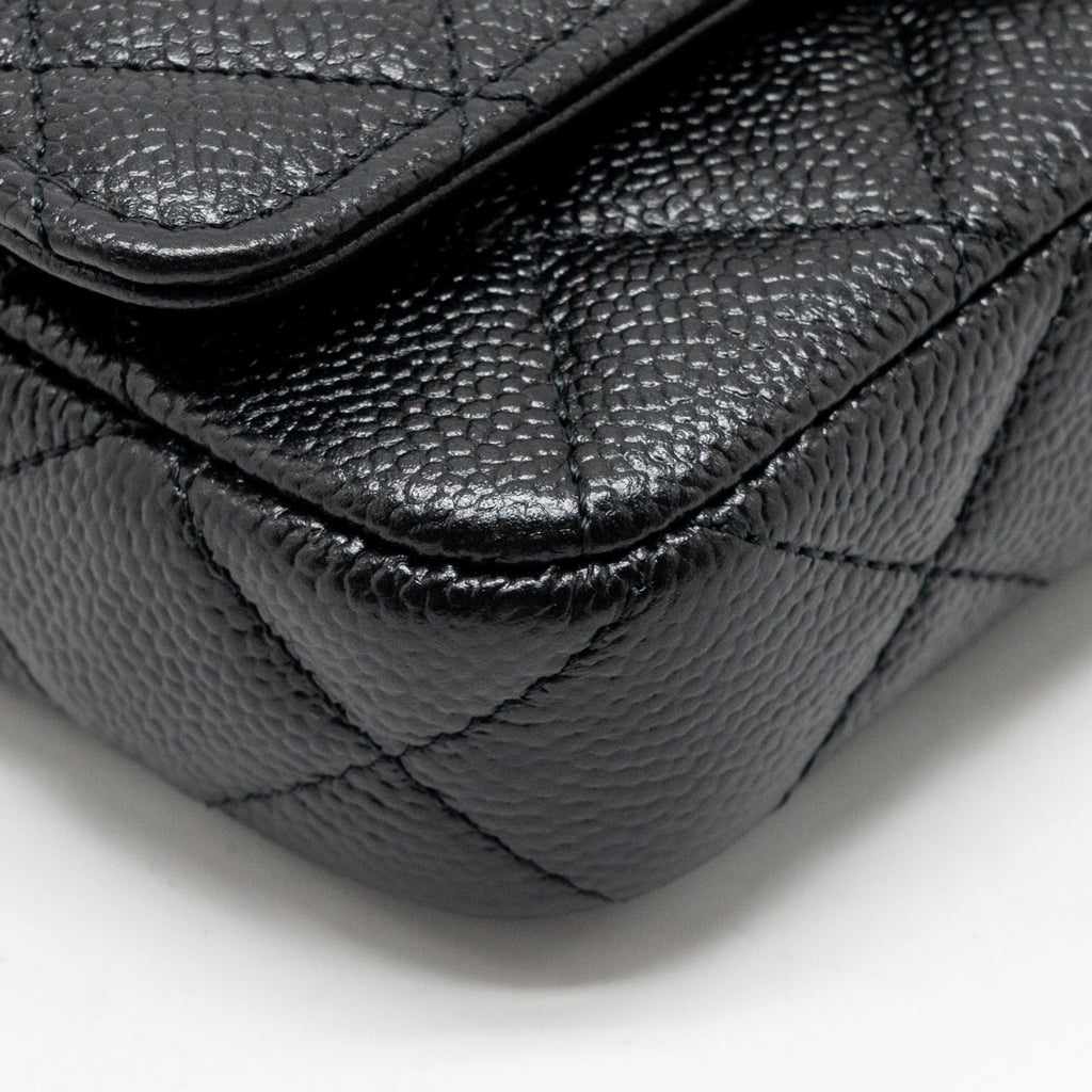 Chanel Coco Love Mini Flap Wallet on Chain Caviar Black GHW (Microchip)