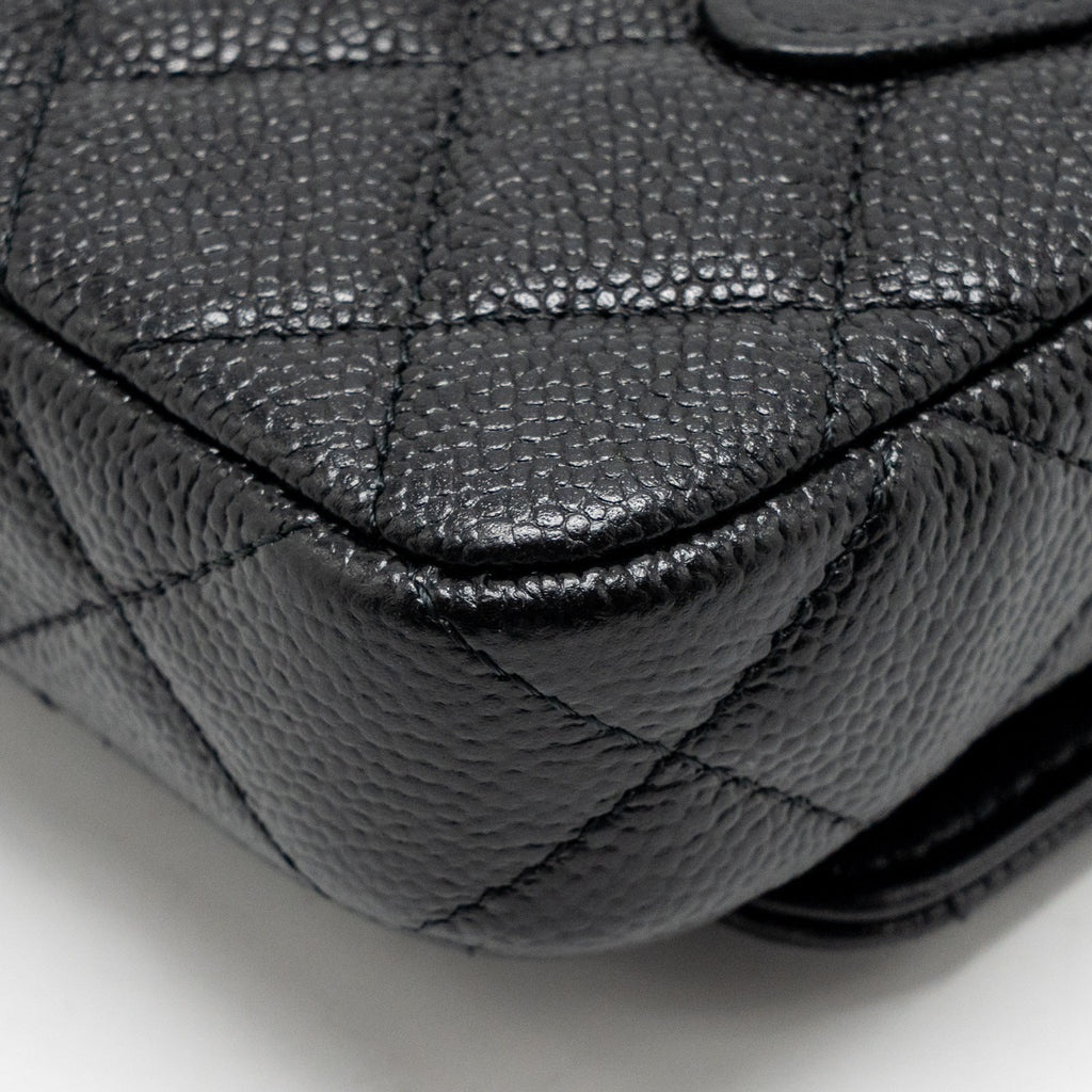 Chanel Coco Love Mini Flap Wallet on Chain Caviar Black GHW (Microchip)