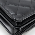 CHANEL TOP HANDLE MINI WALLET ON CHAIN FLAP BAG LAMBSKIN BLACK SHW (MICROCHIP)