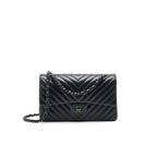 CHANEL CHEVRON MEDIUM CLASSIC DOUBLE FLAP BAG SO BLACK