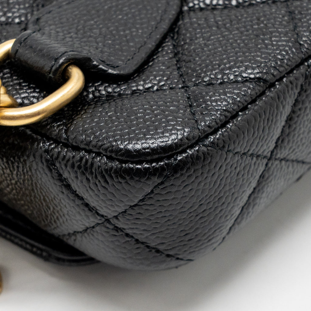Chanel Coco Love Mini Flap Wallet on Chain Caviar Black GHW (Microchip)