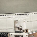Hermes Mini Kelly II Alligator Mississippiensis Matt Gris Perle / black SHW