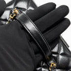 Chanel 22k top handle pocket long vanity with chain shiny calfskin black GHW (microchip)