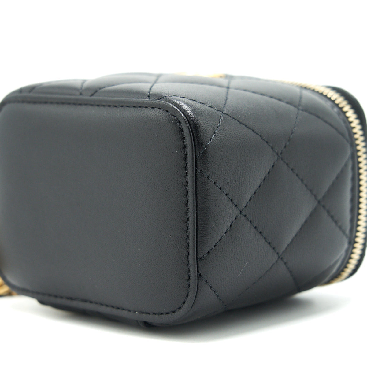 CHANEL 22C PEARL CRUSH MINI VANITY WITH CHAIN LAMBSKIN BLACK GHW