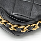 CHANEL 23K HOBO BAG WITH ADJUSTABLE CHAIN LAMBKIN BLACK GHW (MICROCHIP)