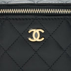 CHANEL 22C PEARL CRUSH MINI VANITY WITH CHAIN LAMBSKIN BLACK GHW