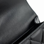 CHANEL 24C GOLD CRUSH MINI FLAP BAG CALFSKIN BLACK GHW (MICROCHIP)