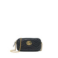 GUCCI GG MARMONT SMALL POUCH WITH CHAINS BLACK GHW