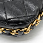 CHANEL 23K HOBO BAG WITH ADJUSTABLE CHAIN LAMBKIN BLACK GHW (MICROCHIP)