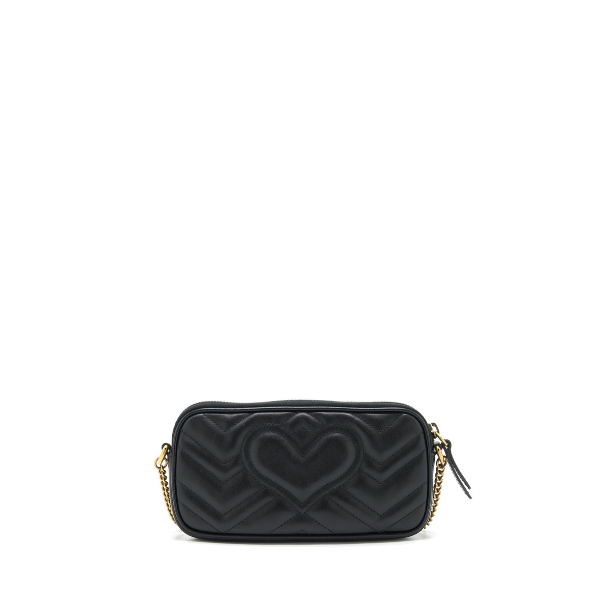 GUCCI GG MARMONT SMALL POUCH WITH CHAINS BLACK GHW