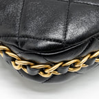CHANEL 23K HOBO BAG WITH ADJUSTABLE CHAIN LAMBKIN BLACK GHW (MICROCHIP)