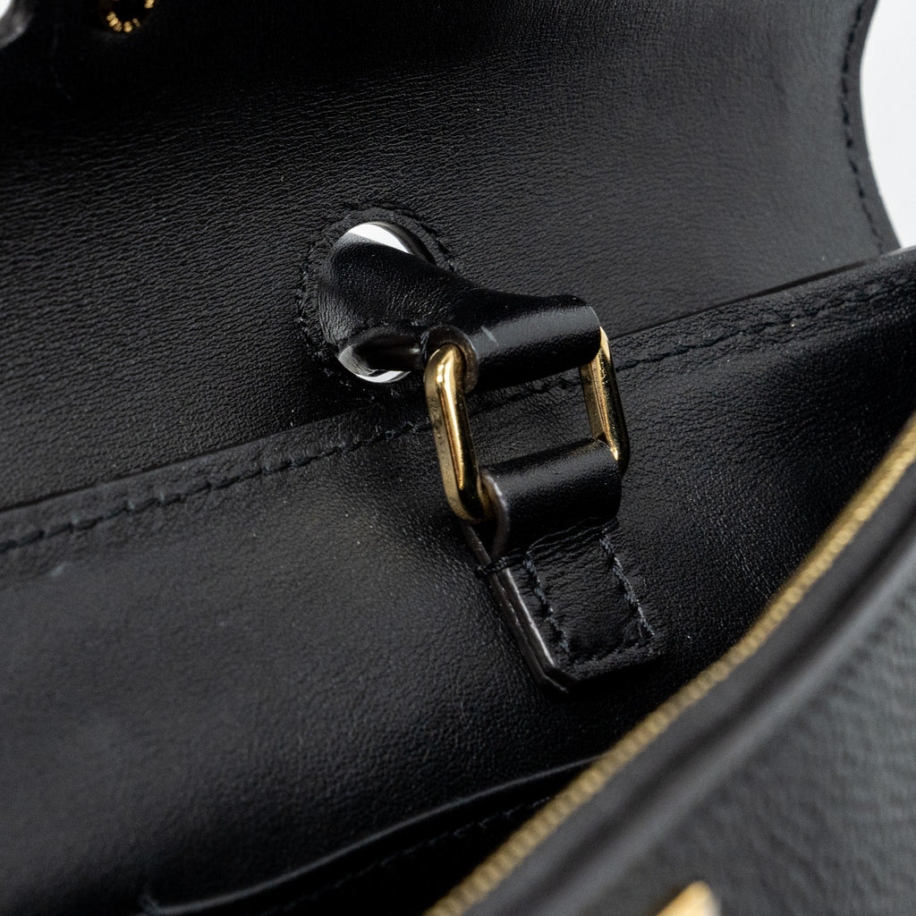 LOUIS VUITTON FLAP SHOULDER BAG CALFSKIN BLACK GHW