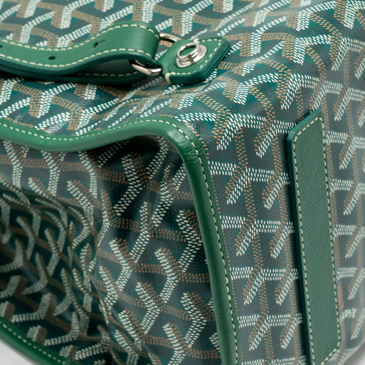 Goyard Saint Leger Backpack with Bulldog Print Goyardine Canvas/Calfskin Green SHW