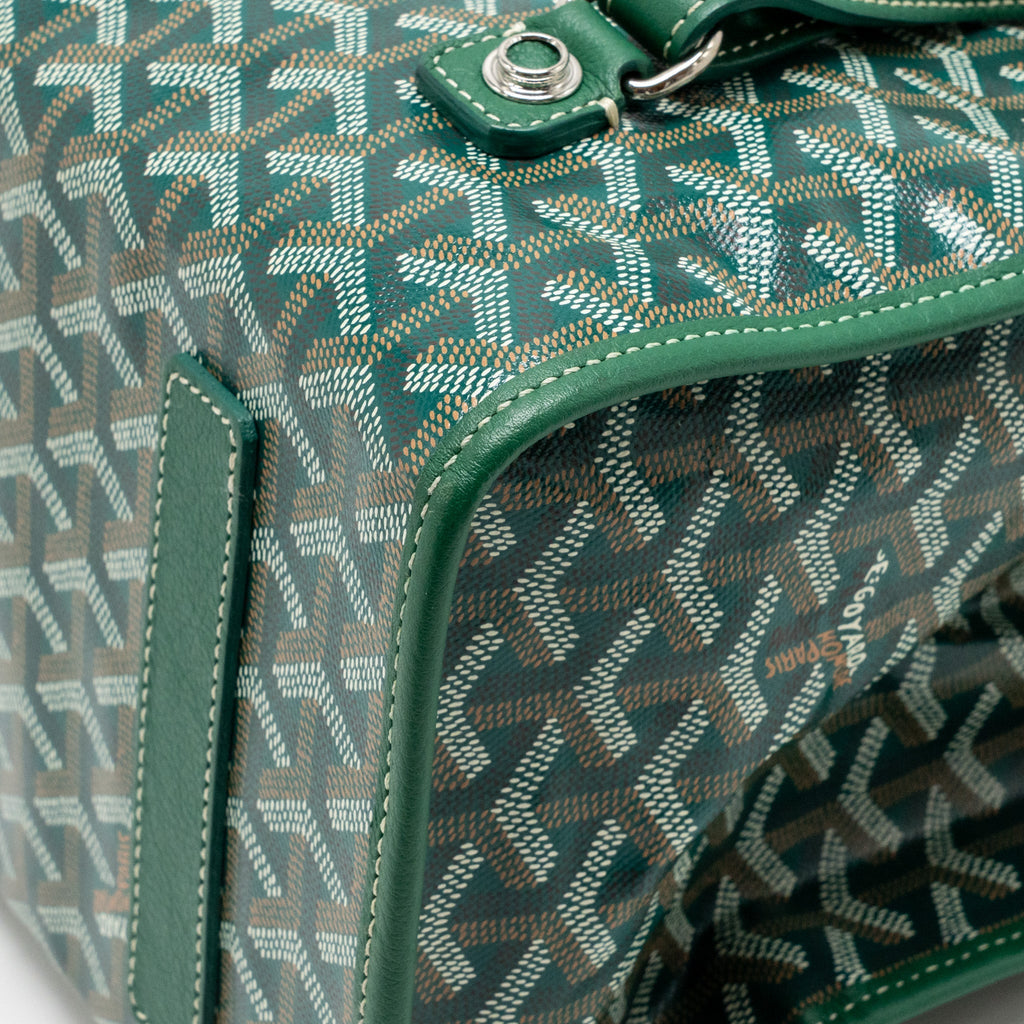 Goyard Saint Leger Backpack with Bulldog Print Goyardine Canvas/Calfskin Green SHW
