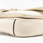 GUCCI MEDIUM GG MARMONT SHOULDER BAG WHITE MATELASSE CHEVRON LEATHER WITH WHITE HARDWARE