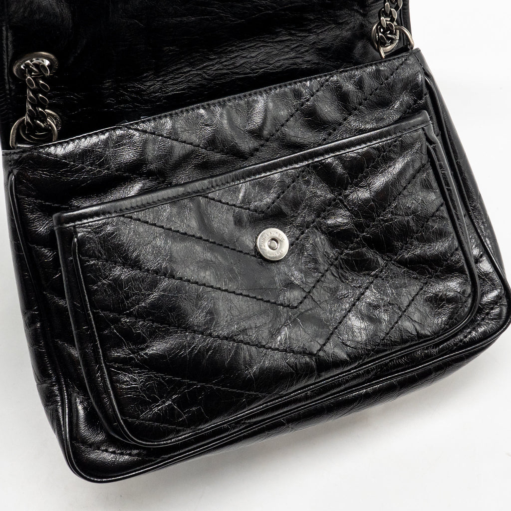 Saint Laurent/YSL Medium Niki Aged Calfskin Black SHW