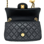 CHANEL PEARL CRUSH MINI RECTANGULAR LAMBSKIN BLACK BRUSHED GHW (MICROCHIP)