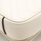 GUCCI MEDIUM GG MARMONT SHOULDER BAG WHITE MATELASSE CHEVRON LEATHER WITH WHITE HARDWARE