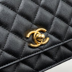 CHANEL 23B WALLET ON CHAIN WITH ADJUSTABLE CHAIN CAVIAR BLACK GHW (MICROCHIP)