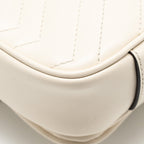 GUCCI MEDIUM GG MARMONT SHOULDER BAG WHITE MATELASSE CHEVRON LEATHER WITH WHITE HARDWARE