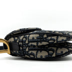 DIOR MINI SADDLE BAG BLUE OBLIQUE JACQUARD GHW