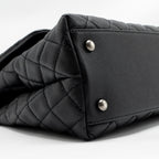 CHANEL MEDIUM COCO HANDLE CAVIAR/LIZARD HANDLE BLACK/BURGUNDY RUTHENIUM HARDWARE