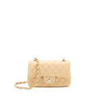 CHANEL MINI RECTANGULAR LAMBSKIN LIGHT BEIGE LGHW(MICROCHIP)