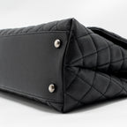 CHANEL MEDIUM COCO HANDLE CAVIAR/LIZARD HANDLE BLACK/BURGUNDY RUTHENIUM HARDWARE