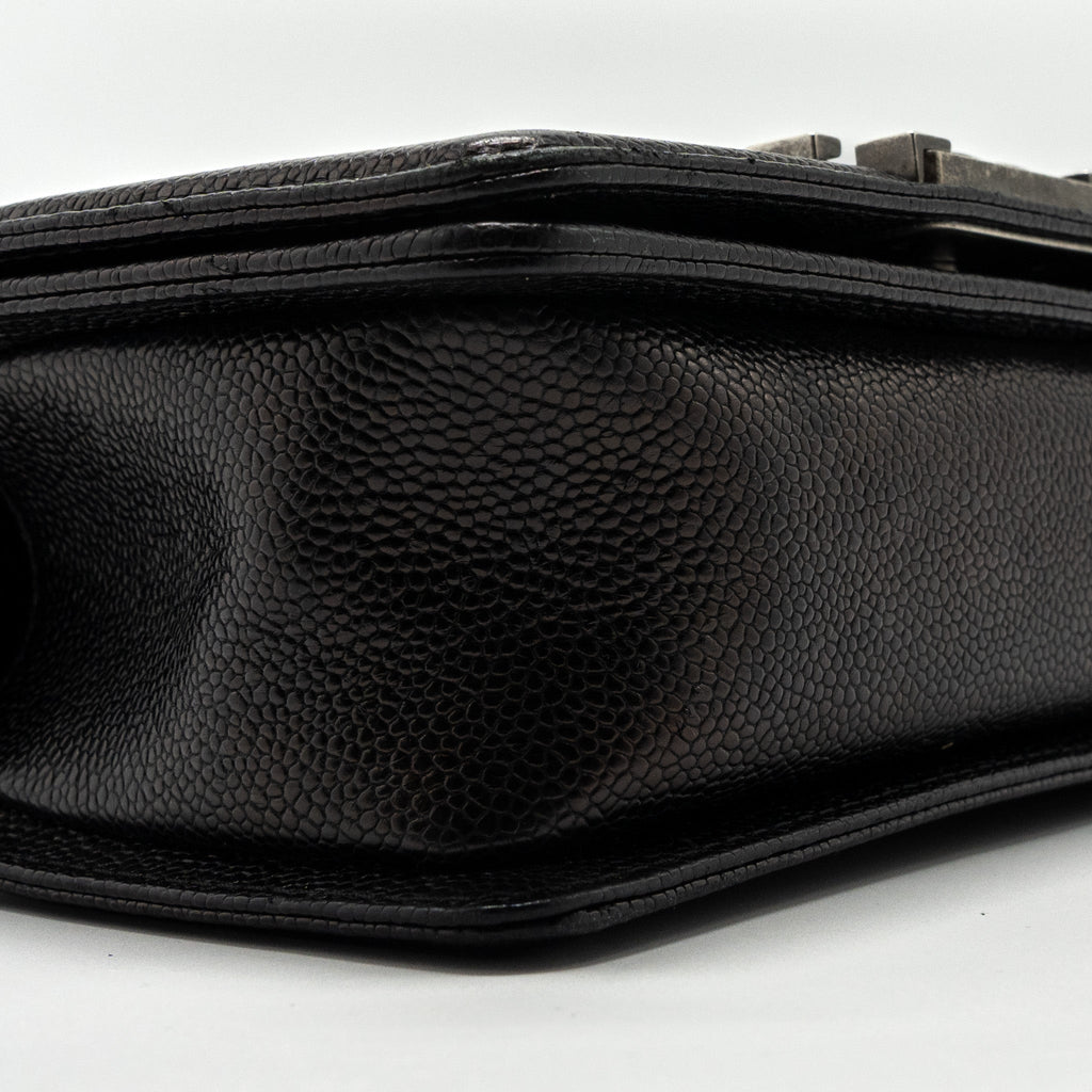 CHANEL SMALL BOY BAG CAVIAR BLACK RUTHENIUM HARDWARE