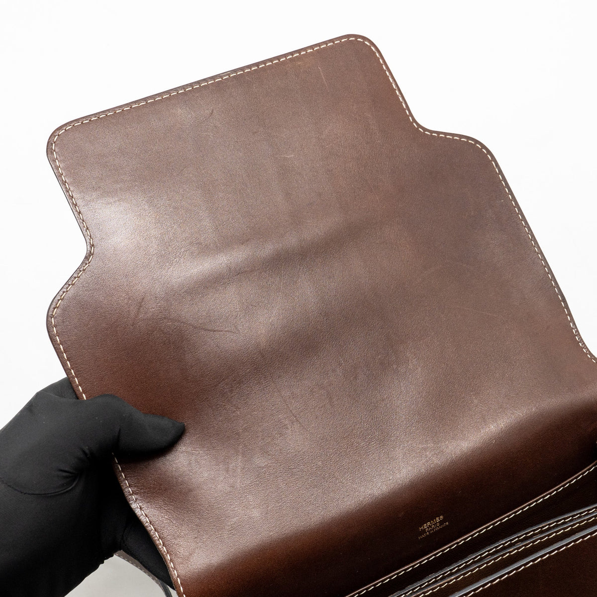 Hermes Roulis 23 Tadelakt Leather Dark Brown LGHW