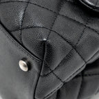 CHANEL MEDIUM COCO HANDLE CAVIAR/LIZARD HANDLE BLACK/BURGUNDY RUTHENIUM HARDWARE