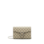 GUCCI DIONYSUS CHAIN WALLET BEIGE GG SUPREME CANVAS AND LEATHER SHW