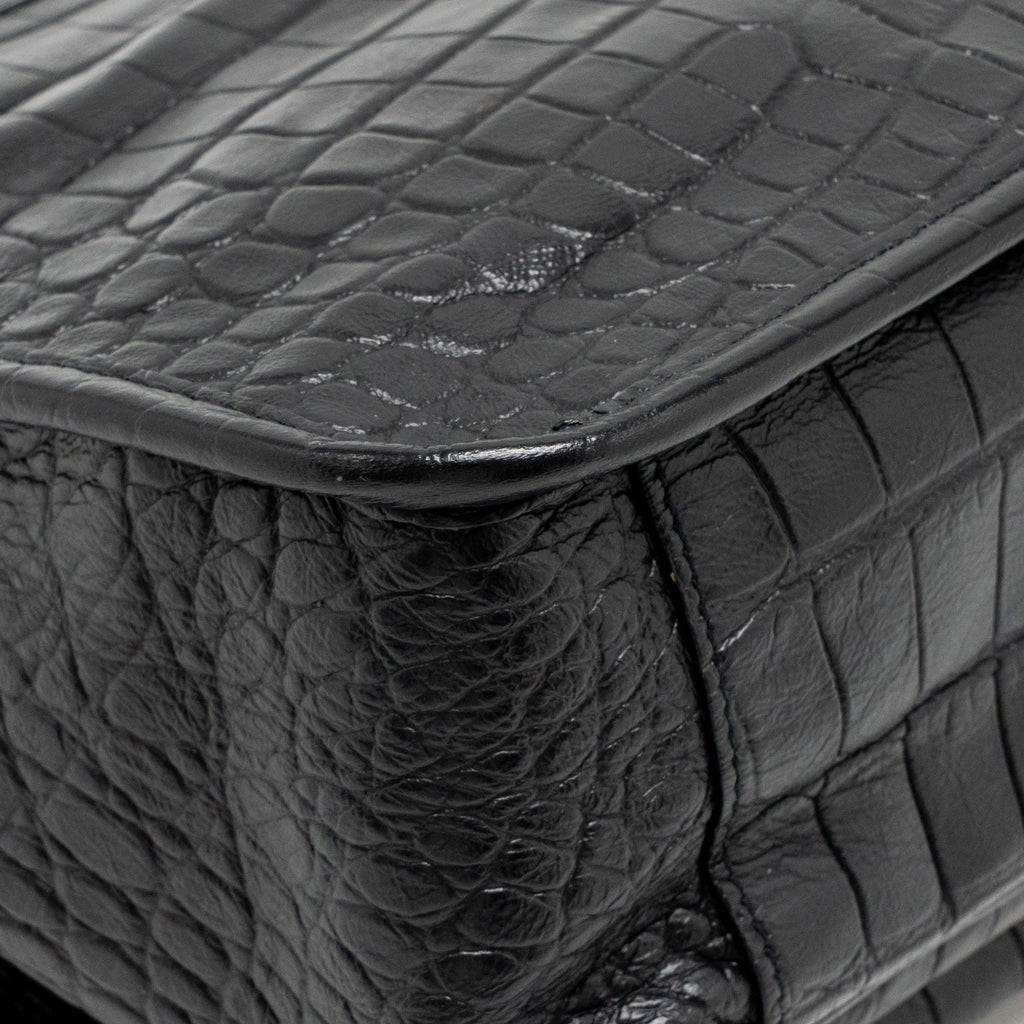 Saint Laurent/YSL Medium Niki Bag Crocodile-Embossed Calfskin SO Black
