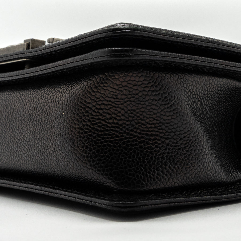 CHANEL SMALL BOY BAG CAVIAR BLACK RUTHENIUM HARDWARE