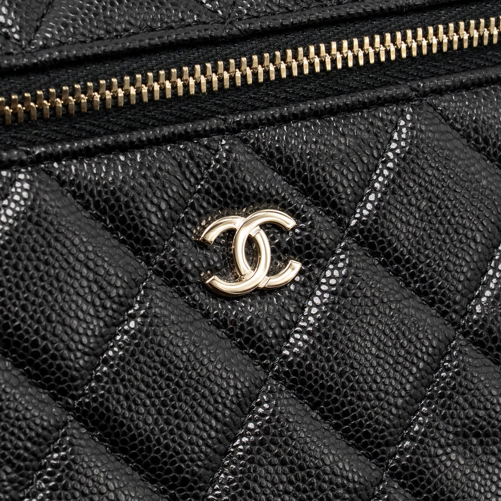 Chanel slim vanity with chain caviar black LGHW (microchip)