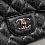 CHANEL JUMBO CLASSIC SINGLE FLAP BAG CAVIAR BLACK SHW