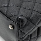 CHANEL MEDIUM COCO HANDLE CAVIAR/LIZARD HANDLE BLACK/BURGUNDY RUTHENIUM HARDWARE
