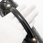 CHANEL 25P TOP HANDLE FLAP BAG SHINY LAMBSKIN BLACK GHW(MICROCHIP)