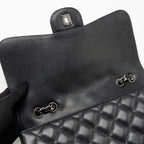 CHANEL JUMBO CLASSIC SINGLE FLAP BAG CAVIAR BLACK SHW