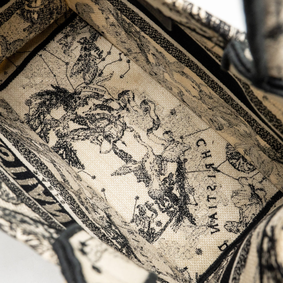 Dior medium book tote toile de jouy embroidery canvas White / Black