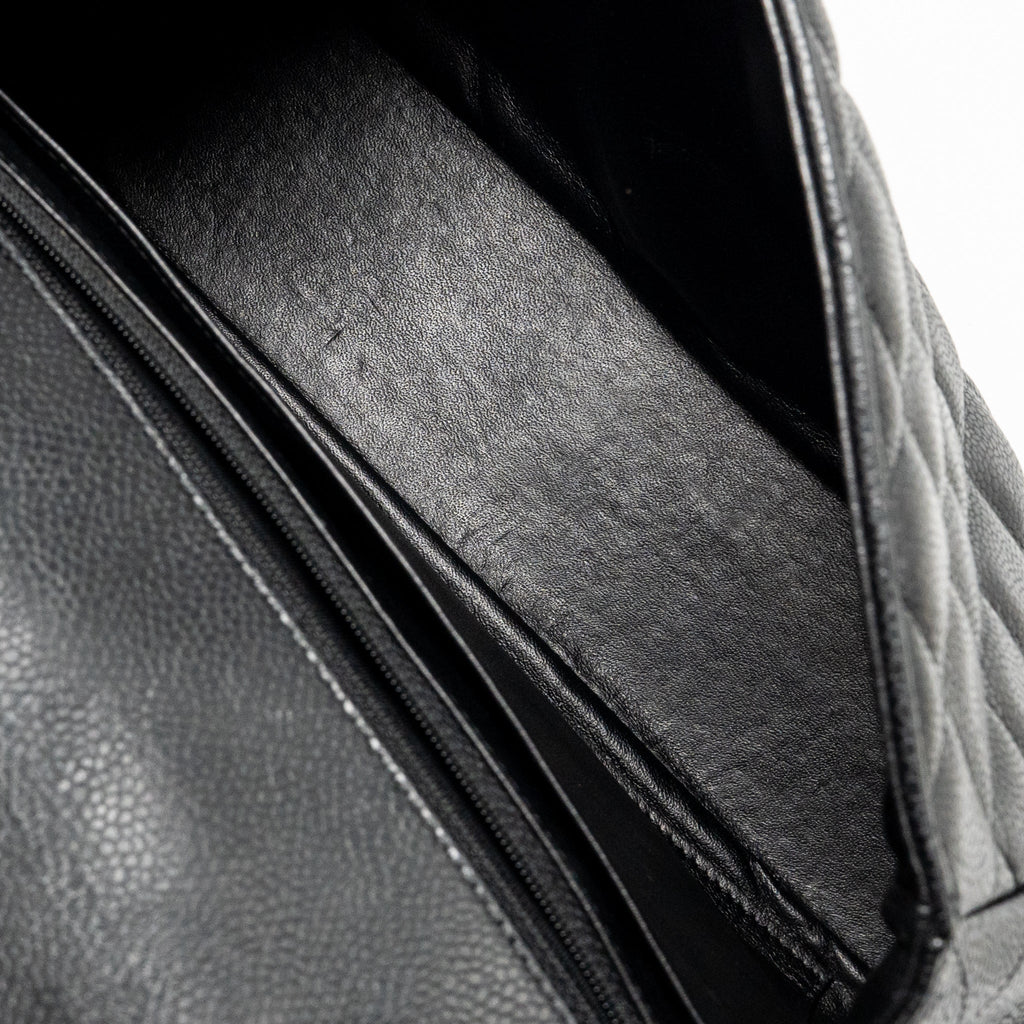 CHANEL JUMBO CLASSIC SINGLE FLAP BAG CAVIAR BLACK SHW