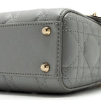 DIOR MINI LADY DIOR LAMBSKIN GREY LGHW